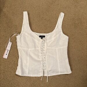 Aqua white corset top